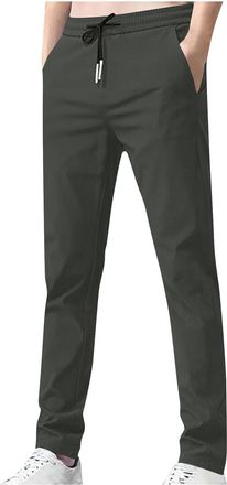 Generic Mrat Mens Cotton Linen Drawstring Pants Casual Summer Trousers Elastic Waist Bottoms Sweatpants Loose Fit Lightweight Pants Gym Workout Running Joggin