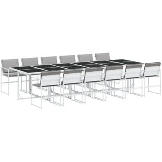 vidaXL Juego De Comedor De Jard&iacute;n 13 Pzas Con Cojines Textilene Blanco Vidaxl