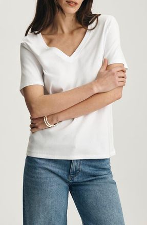 Mavi Olivia V-Neck Cotton T-Shirt in White at Nordstrom, Size X-Large