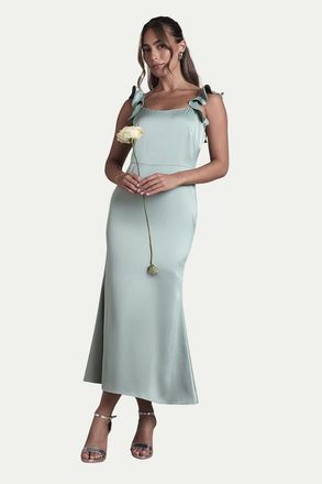 Oasis Satin Bridesmaid Midi Dress in Sage at Nordstrom, Size 10