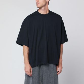 STUDIO NICHOLSON Oversized navy blue cotton T-shirt