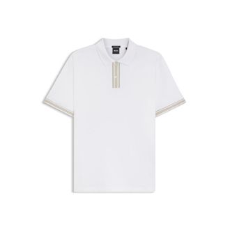 BOSS Striped-trim polo shirt in mercerised cotton