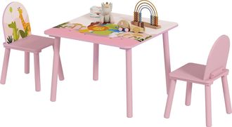 OEM Mesa Infantil Con 2 Sillas Mesa Y Sillas Infantil Con Estampados De Animales Para Ni&ntilde;os Y Ni&ntilde;as De 3-8 A&ntilde;os Rosa