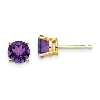 Diamond2Deal 14k Yellow Gold 6mm Amethyst Earrings