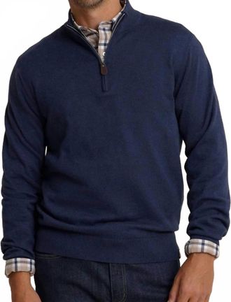 Southern Tide Whitehaven Quarter Zip Sweater In Heather Dress Blue