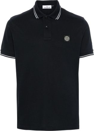 Stone Island Blue Polo Shirt In Cotton With Logo