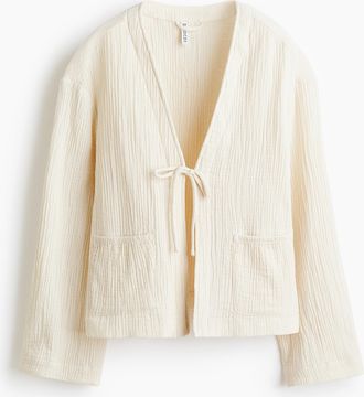 H&M Tie-front muslin jacket - Hellbeige