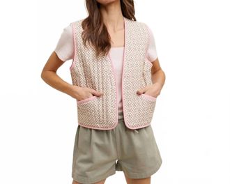 Wishlist Quilt Patchwork Vest In Natural/punch