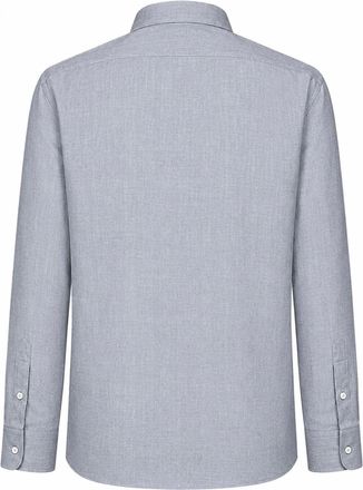Brunello Cucinelli Mens Long-Sleeve Shirt Grey Cotton-Lyocell