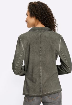 Heine Sweatblazer HEINE Sweatblazer, Damen, Gr. 34, khaki, 95% Baumwolle, 5% Elasthan, Blazer Sweatblazer