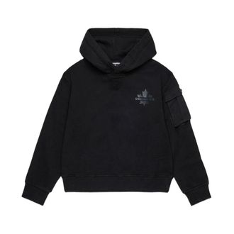 Dsquared2 Sweatshirt with Maple Leaf - male - Dsquared2 - Kids Sweatshirts - Black - 16 Y - Kids