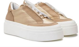 And&igrave;a Fora Womens Satin Sneaker In Ivory Taupe