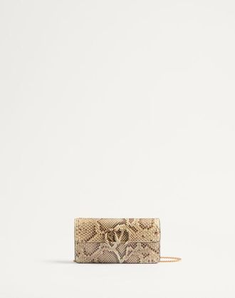 Valentino Garavani Portafoglio Con Catena Vlogo Signature In Pitone Donna CREMA UNI