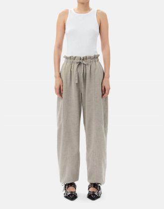 Ganni Light Melange Suiting Pants In Alfalfa