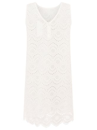 Zwillingsherz Minikleid ZWILLINGSHERZ Lochstickerei, Damen, Gr. S/M, N-Gr, wei&szlig;, Obermaterial: 100% Baumwolle, Kleider Minikleid, &auml;rmellos, kurz geschnitten, mit Lo