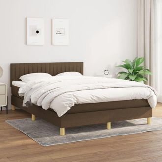 vidaXL Vidaxl - Cama Box Spring Con Colch&oacute;n Tela Marr&oacute;n Oscuro 140x200 Cm