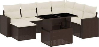 vidaXL Set Sof&aacute;s De Jard&iacute;n 8 Piezas Y Cojines Rat&aacute;n Sint&eacute;tico Marr&oacute;n Vidaxl