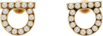 Ferragamo Golden Gancini Pearl Earrings