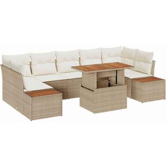 vidaXL Conjunto De Sof&aacute; De Jard&iacute;n 8 Pcs Beige Polirat&aacute;n Vidaxl