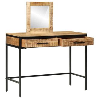 Berkfield Home Dressing Table 100x40x75/120 cm Solid Wood Rough Mango in Brown