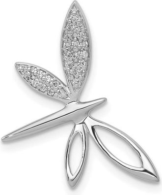 Diamond2Deal 14k White Gold Diamond Dragonfly Chain Slide