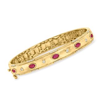 Ross-Simons Ruby and. Diamond Bangle Bracelet in 18kt Gold Over Sterling