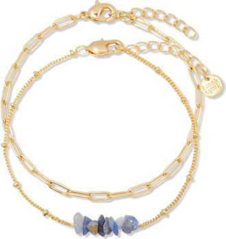Brook & York Alex Stacked Bead & Link Bracelet Set in Gold December at Nordstrom
