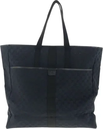 Gucci Black Gg Canvas & Leather Tote (Authentic Pre-Loved)