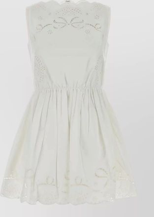 Self Portrait cotton broderie anglaise sleeveless mini dress