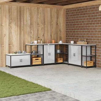 vidaXL Gabinete De Almacenamiento Para Cocina Con Estante Plateado Vidaxl