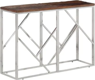 vidaXL Vidaxl - Console Table Silver Stainless Steel and Solid Wood Sleeper