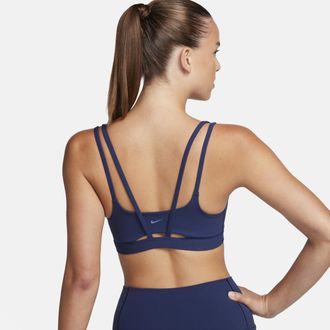 Nike Womens Zenvy Strappy Light-Support Padded Sports Bra in Blue | DO6608-410