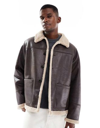 Jack & Jones Gilet marrone in montone sintetico