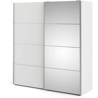 Dmora Dmora - Guardaroba 2 ante Cerreto, Mobile camera da letto, Cabina armadio portabiti, Armadio appendiabiti, 182x64 h202 cm, Grigio e Bianco