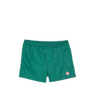 Casablanca Beachwear, male, Green, Size: 2XL Monogram Jacquard Swim Shorts