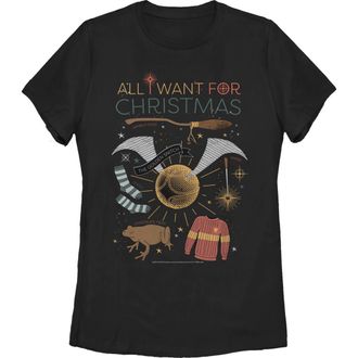 Harry Potter Womens Harry Potter All I Want for Wizard Christmas Graphic T-Shirt in Black at Nordstrom, Size Xx-Large