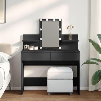 Berkfield Home Dressing Table with LED Black 100x40x130 cm | Size: 100 x 40 x 130 cm
