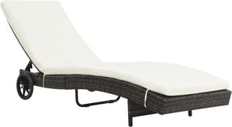 vidaXL Tumbona Con Ruedas Y Coj&iacute;n Rat&aacute;n Sint&eacute;tico Marr&oacute;n Vidaxl