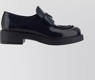 Prada block heel leather loafers