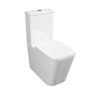 Clifton Premium CLOSED BACK SQUARE Rimless Pan Toilet Set in White