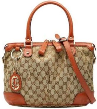 Gucci Pre-owned Handbags, female, Beige, Size: ONE SIZE Pre-owned Vintage Canvas Handbag