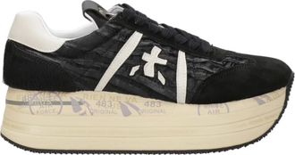 Premiata Zwarte Sneakers met Plateauzool - Dames - Sneakers - Zwart - 40 EU - Leer - Schoenen