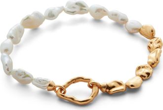 Monica Vinader Keshi Pearl Bracelet in 18K Gold Vermeil/pearl at Nordstrom, Size Medium