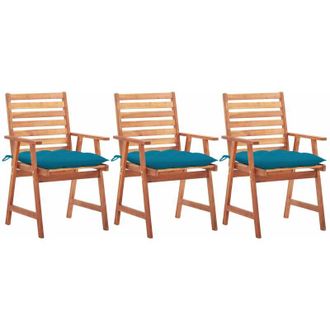 vidaXL Sillas De Comedor Para Jard&iacute;n 3 Piezas Con Almohadillas Masivas
