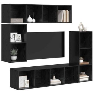 Berkfield Home Modern Wall-mounted with Storage 4 pcs Black oak Engineered wood