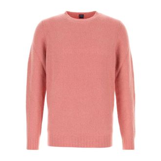 Fedeli Round-neck Knitwear, male, Pink, Size: XL Stretch Wool Blend Sweater