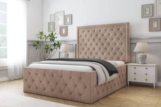 Comfort Beds Winchester Naples Bed Frame - 50 Upholstered Headboard in Light Brown | Size: Single