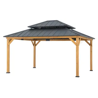 Sunjoy Direct Gazebo In Legno Cedro Rimo - 390cm X 450cm, Antracite
