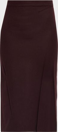 Victoria Beckham Pressed Crease Wool Tailored Midi Skirt