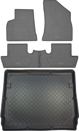 OEM Juego De Alfombrillas De Goma Para Peugeot 5008 I Van (5 Puertas) De Mayo De 2009 A Junio De 2017: Alfombrilla Para Coche + Alfombrilla Para Maletero